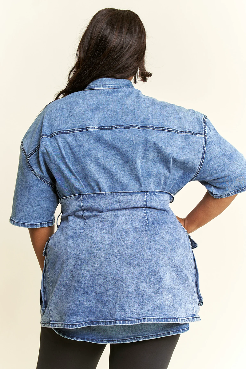 DENIM SHIRT WITH POCKET BELT