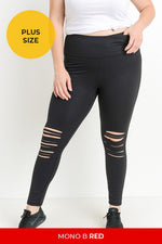 Highwaist Shredded Knee Laser-Cut Leggings