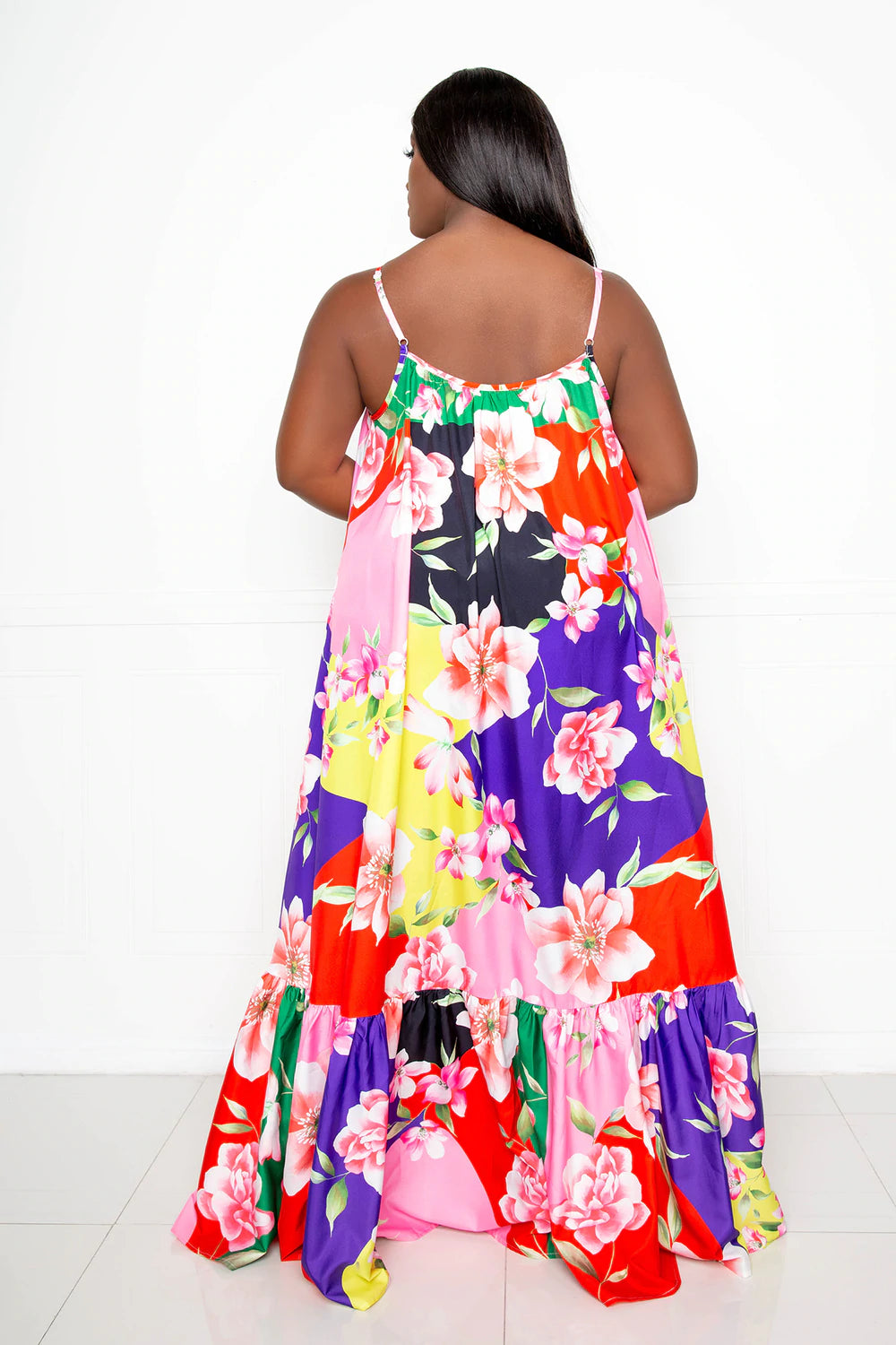 FLORAL VOLUMINOUS MAXI DRESS Thick FLORAL VOLUMINOUS MAXI DRESS Thick