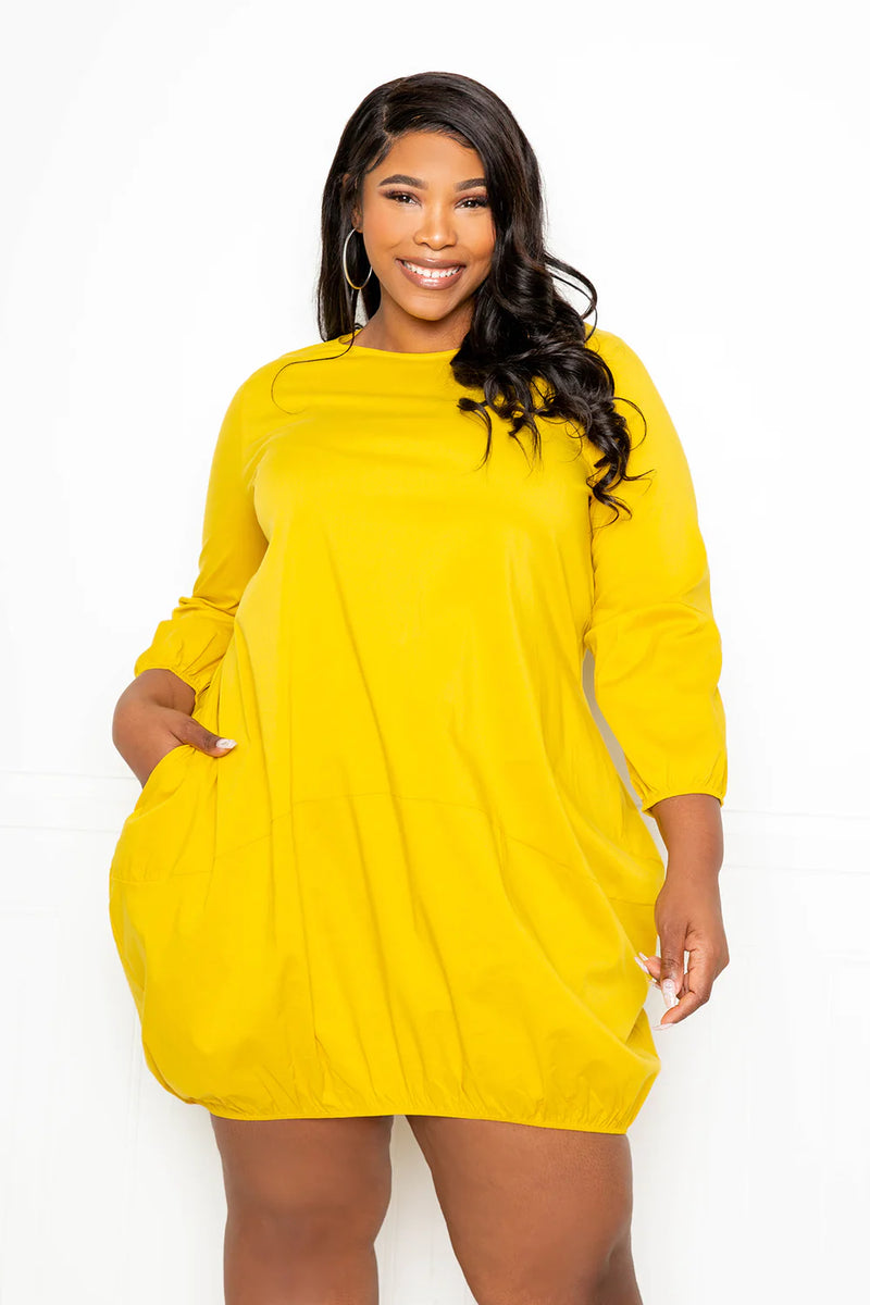 BUBBLED POPLIN MINI DRESS