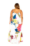 WHITE FLORAL VOLUMINOUS MAXI DRESS