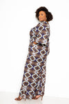 GEOMETRIC PRINT FLARE JUMPSUIT