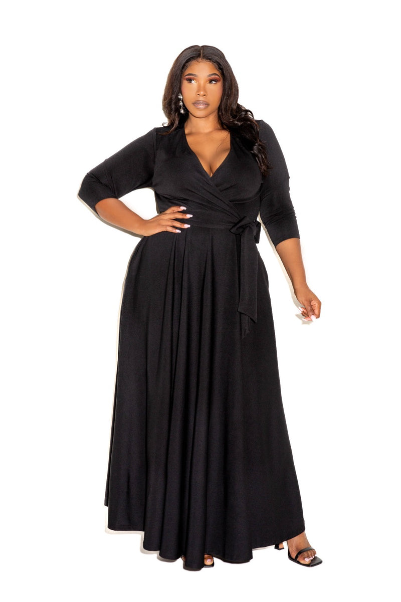 black scuba maxi dress HARRIET SCUBA LONG SLEEVE GOWN IN BLACK | CULT MIA