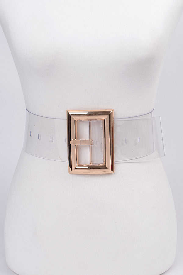 Gold Oversized Transparent PVC Belt