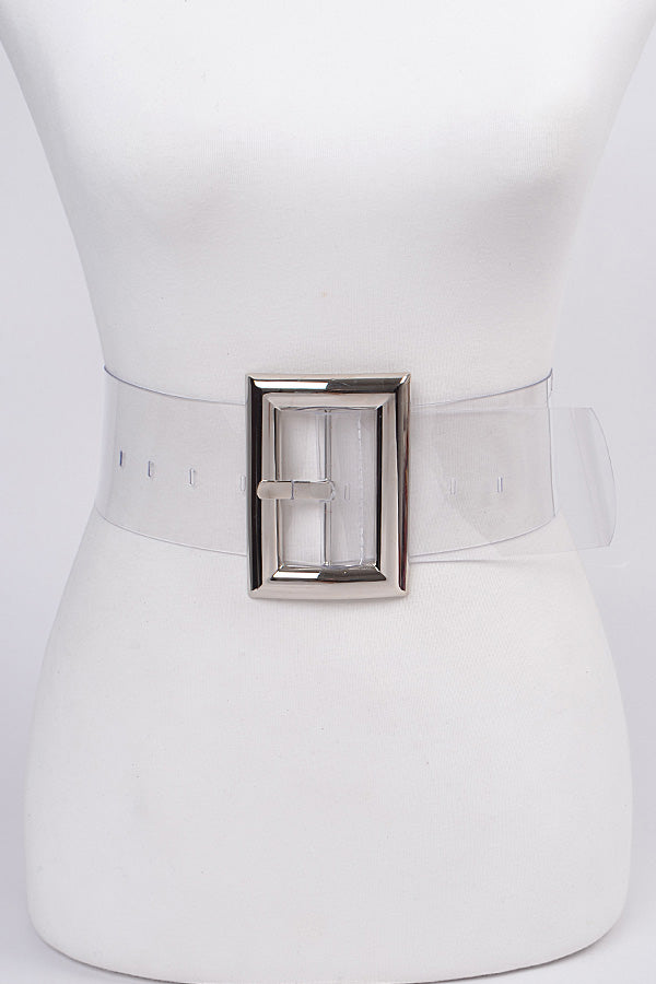 Silver Oversized Transparent PVC Belt